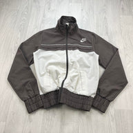 VINTAGE Y2K NIKE WINDBREAKER TRACK JACKET BROWN / WHITE
