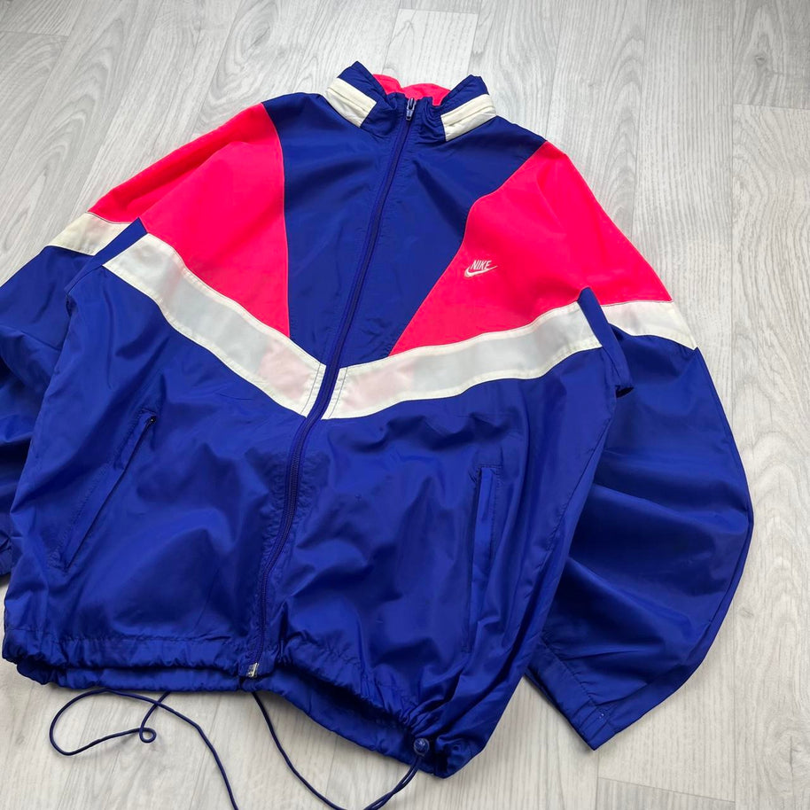 VINTAGE 90s NIKE COLOUR BLOCK WINDBREAKER JACKET BLUE / PINK