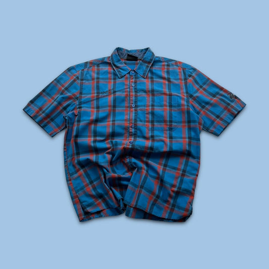 VINTAGE Y2K MAMMUT PLAID SHORT SLEEVE BUTTON UP SHIRT BLUE