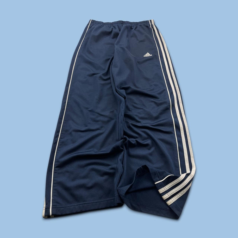 VINTAGE Y2K ADIDAS SIDE STRIPE BAGGY TRACKSUIT BOTTOMS NAVY