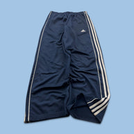 VINTAGE Y2K ADIDAS SIDE STRIPE BAGGY TRACKSUIT BOTTOMS NAVY