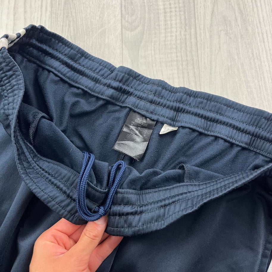 VINTAGE Y2K ADIDAS SIDE STRIPE WIDE LEG TRACKSUIT BOTTOMS NAVY