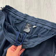 VINTAGE Y2K ADIDAS SIDE STRIPE WIDE LEG TRACKSUIT BOTTOMS NAVY