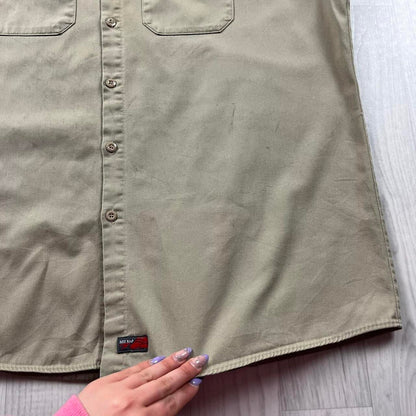 VINTAGE Y2K UTILITY SHORT SLEEVE SHIRT BEIGE