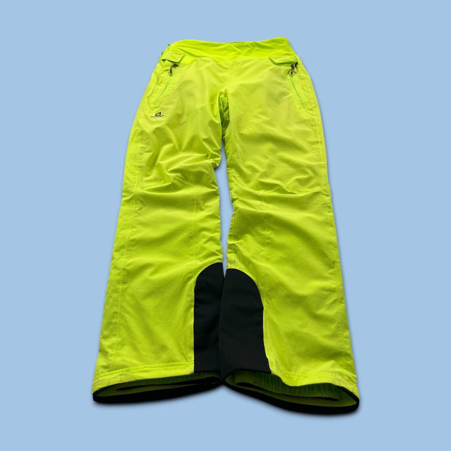 VINTAGE Y2K SALOMON BAGGY SKI PANTS SALOPETTES NEON GREEN