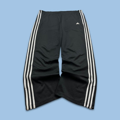 VINTAGE Y2K ADIDAS SIDE STRIPE WIDE LEG TRACKSUIT BOTTOMS BLACK