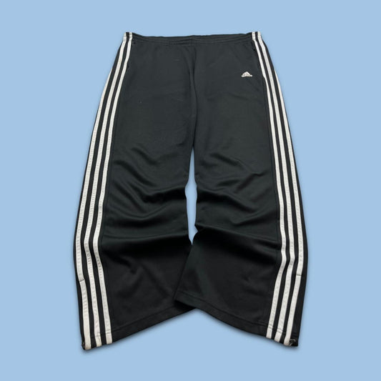 VINTAGE Y2K ADIDAS SIDE STRIPE WIDE LEG TRACKSUIT BOTTOMS BLACK