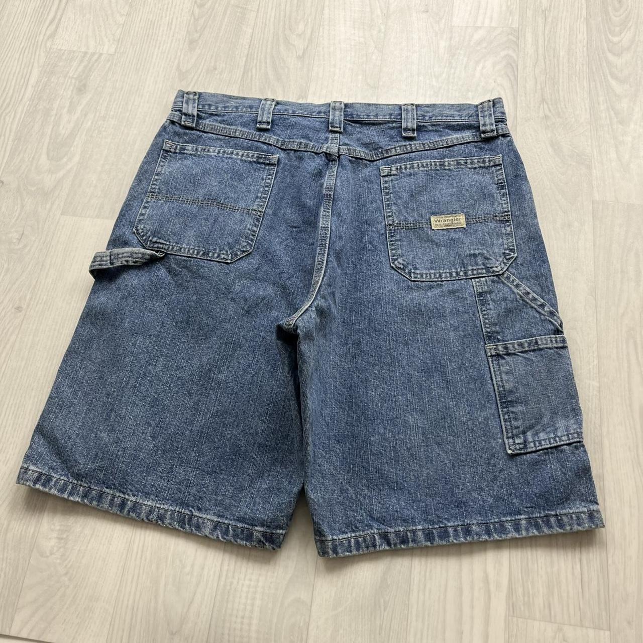VINTAGE 00s WRANGLER BAGGY LOOSE CARPENTER JORTS BLUE