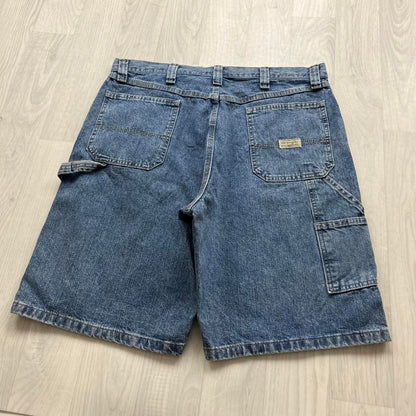 VINTAGE 00s WRANGLER BAGGY LOOSE CARPENTER JORTS BLUE