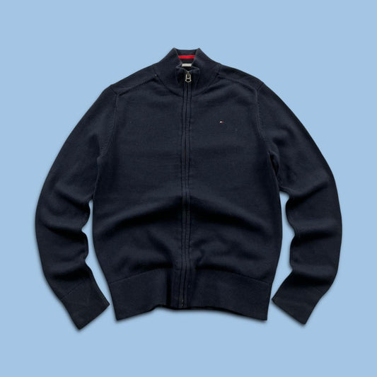 VINTAGE Y2K TOMMY HILFIGER ZIP KNITTED JUMPER NAVY