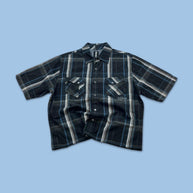 VINTAGE 00s BILLABONG CHECKERED CROPPED SHORT SLEEVE BUTTON UP SHIRT BLACK