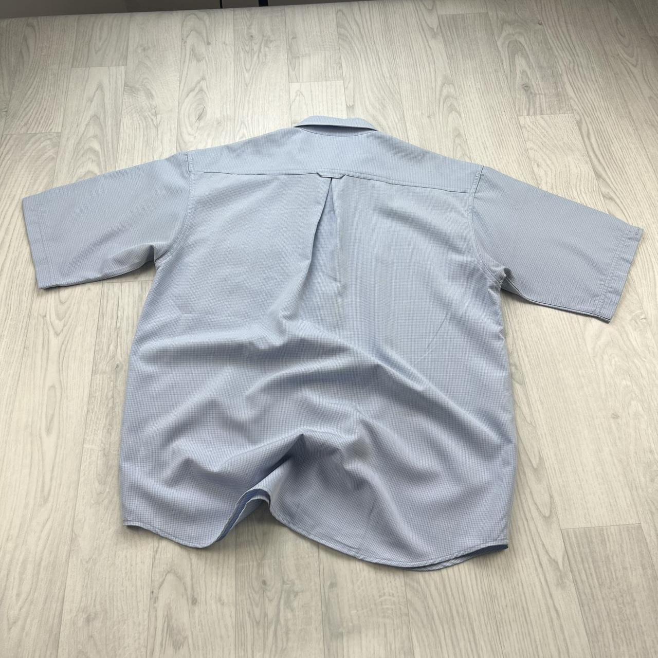 VINTAGE 00s MAMMUT GINGHAM SHORT SLEEVE BUTTON UP SHIRT LIGHT BLUE