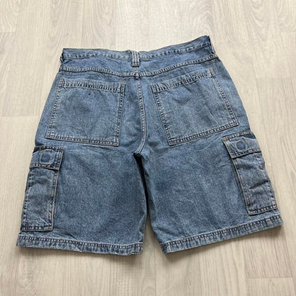 VINTAGE 00s WRANGLER BAGGY LOOSE CARGO JORTS BLUE