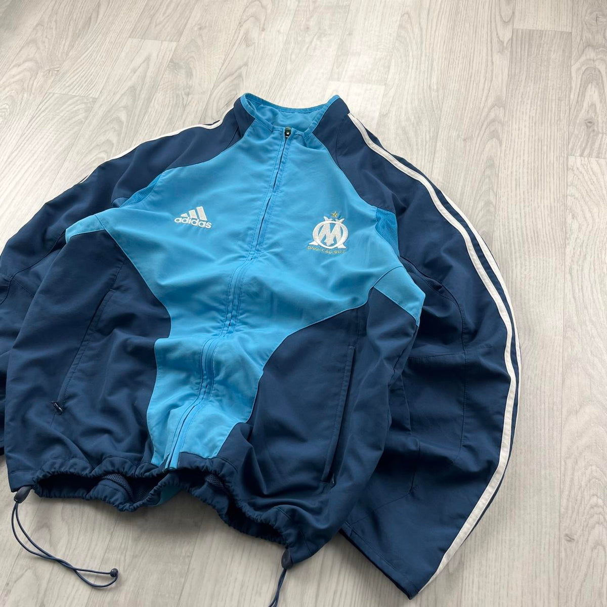 VINTAGE 04/05 ADIDAS MARSEILLE FOOTBALL LIGHTWEIGHT JACKET BLUE