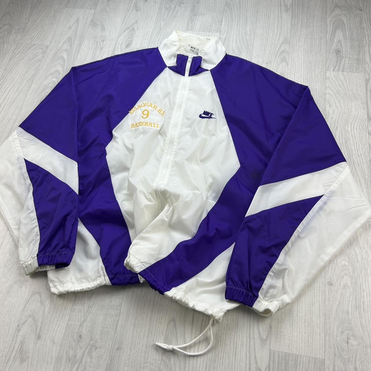 VINTAGE 90s NIKE WINDBREAKER JACKET PURPLE / WHITE