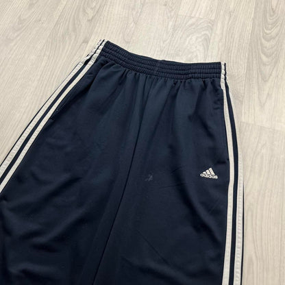 VINTAGE Y2K ADIDAS SIDE STRIPE BAGGY TRACKSUIT BOTTOMS NAVY WHITE (M)