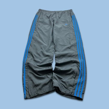 VINTAGE Y2K ADIDAS SIDE STRIPE BAGGY TRACKSUIT BOTTOMS GREY BLUE