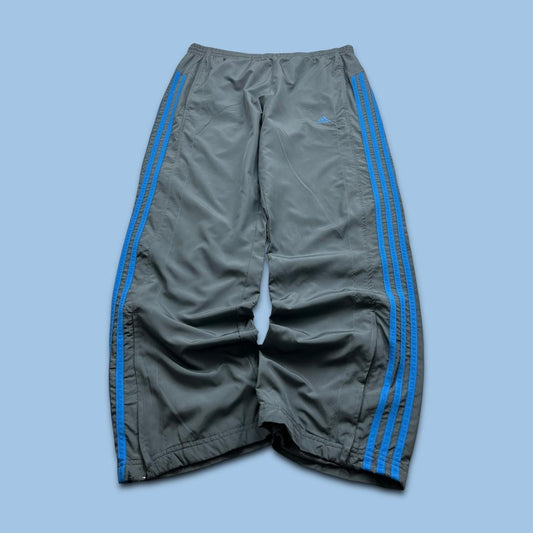 VINTAGE Y2K ADIDAS SIDE STRIPE BAGGY TRACKSUIT BOTTOMS GREY BLUE
