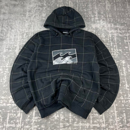 VINTAGE Y2K BILLABONG CHECKERED GRAPHIC HOODIE BLACK