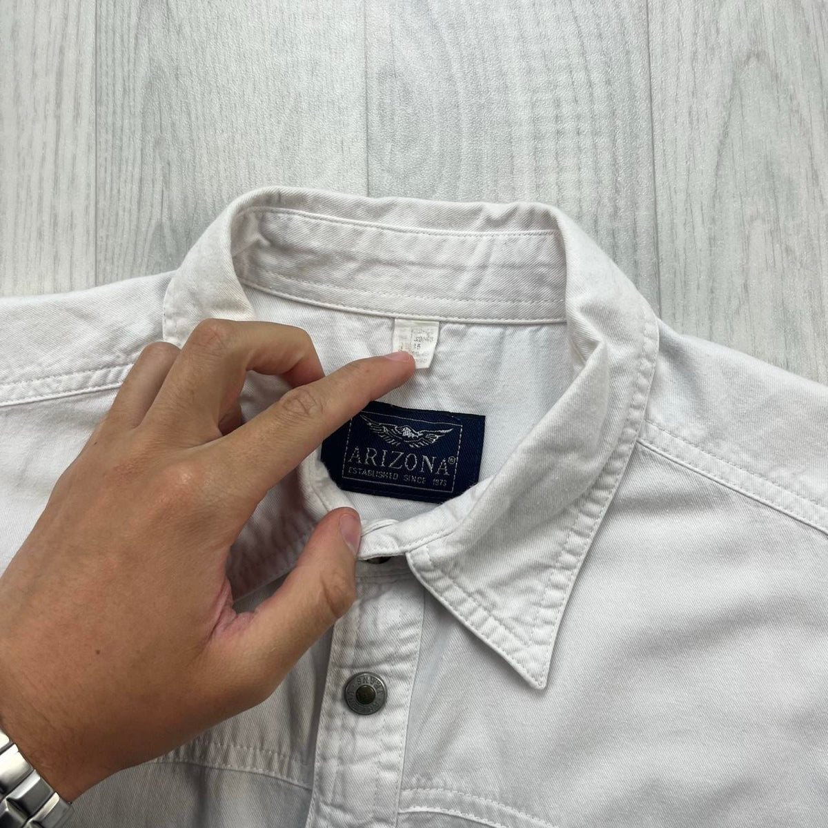 VINTAGE 00s ARIZONA PLAIN CROPPED SHORT SLEEVE BUTTON UP SHIRT WHITE