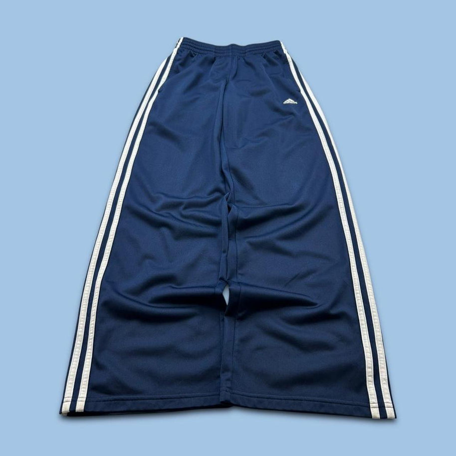 VINTAGE Y2K ADIDAS SIDE STRIPE BAGGY TRACKSUIT BOTTOMS NAVY