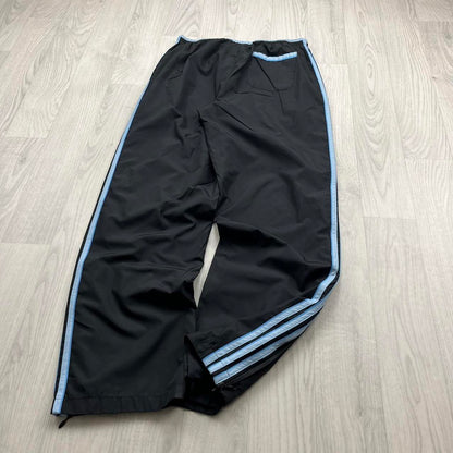 VINTAGE Y2K ADIDAS SIDE STRIPE BAGGY TRACKSUIT BOTTOMS BLACK BLUE (M)