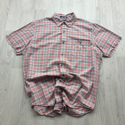 VINTAGE Y2K NAUTICA SHORT SLEEVE PLAID SHIRT PINK