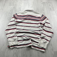 VINTAGE Y2K TOMMY HILFIGER STRIPED LONG SLEEVE RUGBY POLO SHIRT WHITE