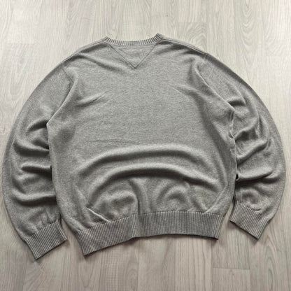 VINTAGE Y2K TOMMY HILFIGER KNITTED JUMPER GREY