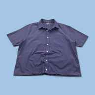 VINTAGE 00s PLAIN CROPPED SHORT SLEEVE BUTTON UP SHIRT PURPLE