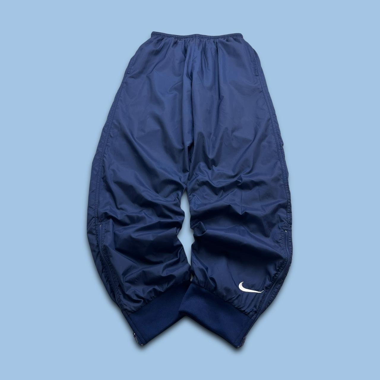 VINTAGE 90s NIKE BAGGY SHELL TRACKSUIT BOTTOMS NAVY