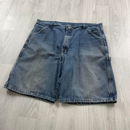 VINTAGE WRANGLER BAGGY CARPENTER JORTS BLUE (38w)