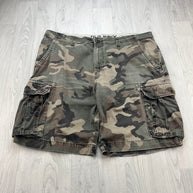 VINTAGE Y2K OLD NAVY BAGGY CAMO CARGO SHORTS GREEN