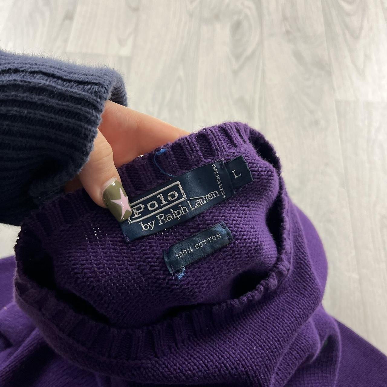 VINTAGE Y2K POLO RALPH LAUREN CHUNKY KNITTED JUMPER PURPLE