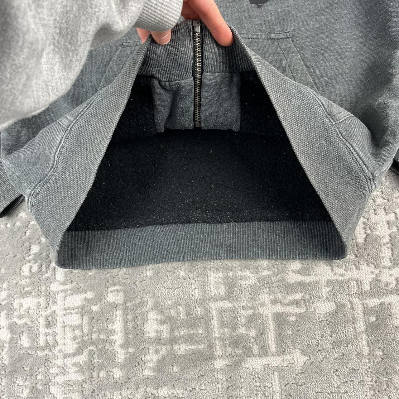 VINTAGE Y2K QUIKSILVER GRAPHIC FLEECE LINED ZIP UP HOODIE GREY