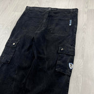 VINTAGE Y2K FISHBONE BAGGY CARGO JEANS BLACK