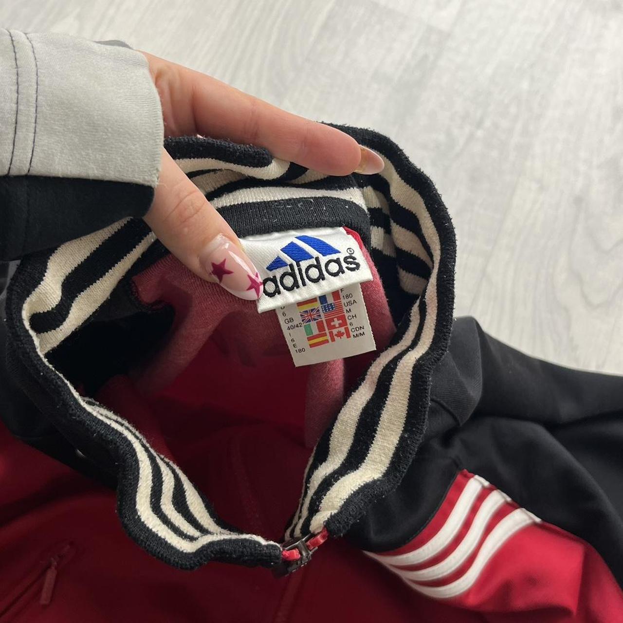 VINTAGE 90s ADIDAS BOXY TRACKSUIT JACKET RED / BLACK