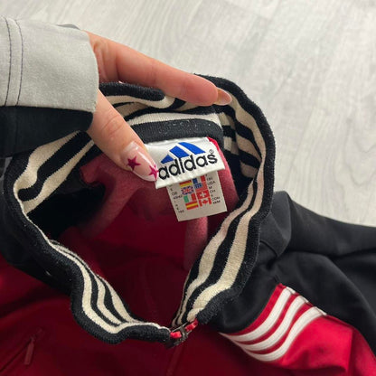 VINTAGE 90s ADIDAS BOXY TRACKSUIT JACKET RED / BLACK