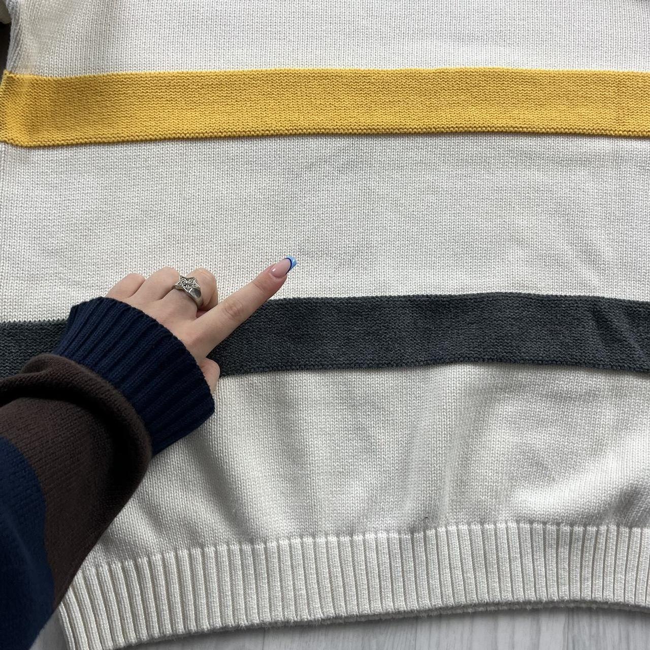 VINTAGE Y2K NAUTICA CHUNKY STRIPED KNITTED JUMPER CREAM