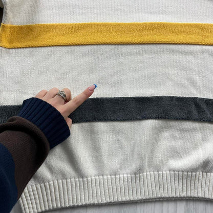 VINTAGE Y2K NAUTICA CHUNKY STRIPED KNITTED JUMPER CREAM