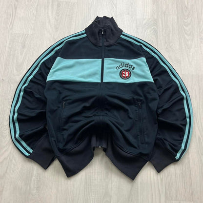 VINTAGE Y2K ADIDAS 3 ZIP UP TRACK JACKET NAVY / TURQUOISE