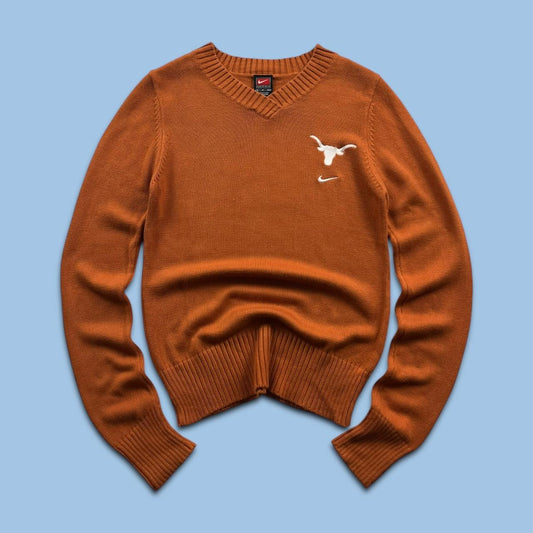 VINTAGE Y2K NIKE TEAM CHUNKY KNITTED JUMPER ORANGE