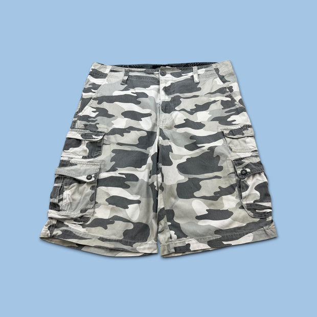 VINTAGE Y2K OCEAN PACIFIC BAGGY CAMO CARGO SHORTS GREY