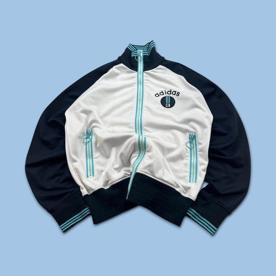 VINTAGE Y2K ADIDAS ZIP UP TRACK JACKET WHITE / NAVY