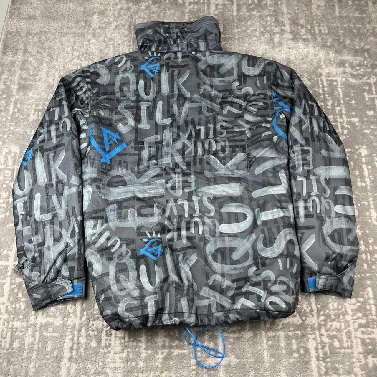 VINTAGE Y2K QUIKSILVER GRAPHIC SKI JACKET GREY