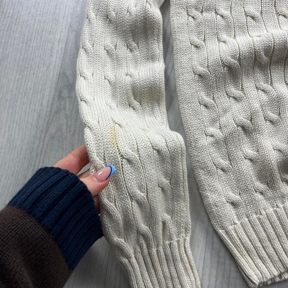 VINTAGE Y2K POLO RALPH LAUREN CHUNKY CABLE KNITTED JUMPER CREAM