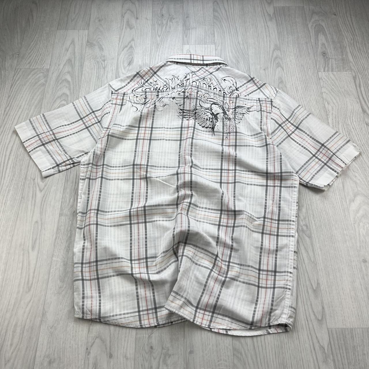 VINTAGE 00s BILLABONG GINGHAM CHECKERED SHORT SLEEVE BUTTON UP SHIRT WHITE