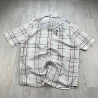 VINTAGE 00s BILLABONG GINGHAM CHECKERED SHORT SLEEVE BUTTON UP SHIRT WHITE