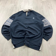 VINTAGE Y2K SERGE BLANCO HEAVY LONG SLEEVE RUGBY POLO SHIRT NAVY
