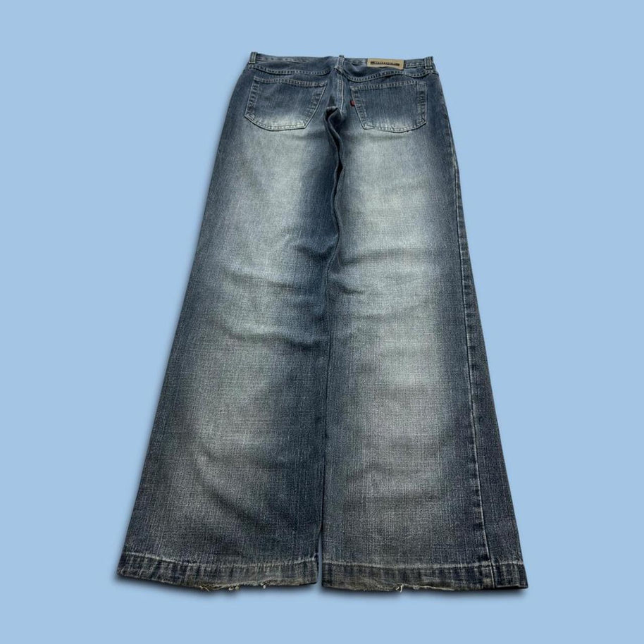 VINTAGE Y2K BRIDLE BAGGY JEANS NAVY BLUE WASH